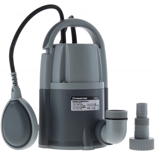 BOMBA DE AGUA SUMERGIBLE POWER PRO DR033 AGUAS LIMPIAS 0,33HP 