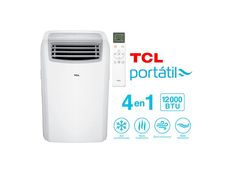AIRE ACONDICIONADO FRIO-CALOR PORTÁTIL TCL 12000 BTU 4EN1